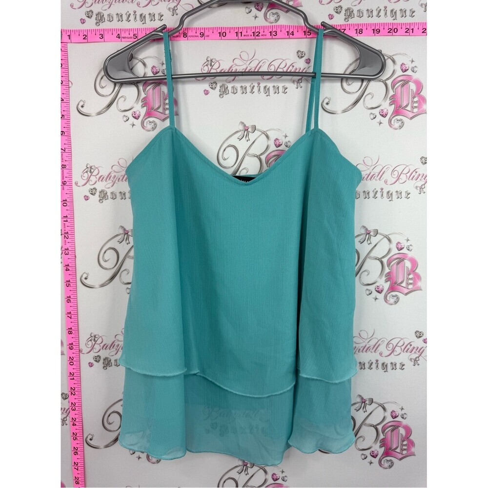le chateau tank top camisole ruffle Teal Layered Chiffon Camisole
